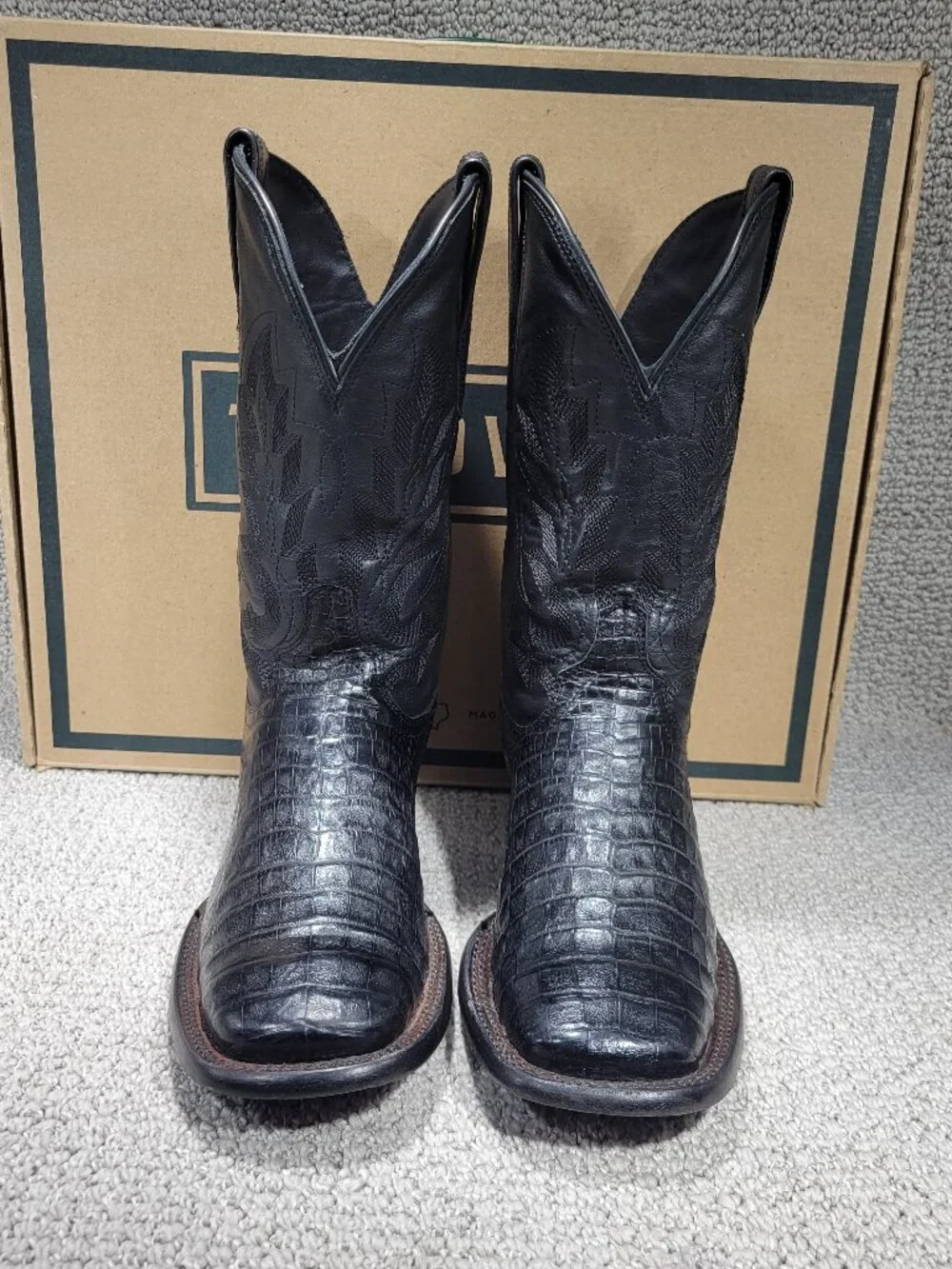 Tecovas The William Men's US Size 8D Midnight Caiman Cowboy Pull-on Boots